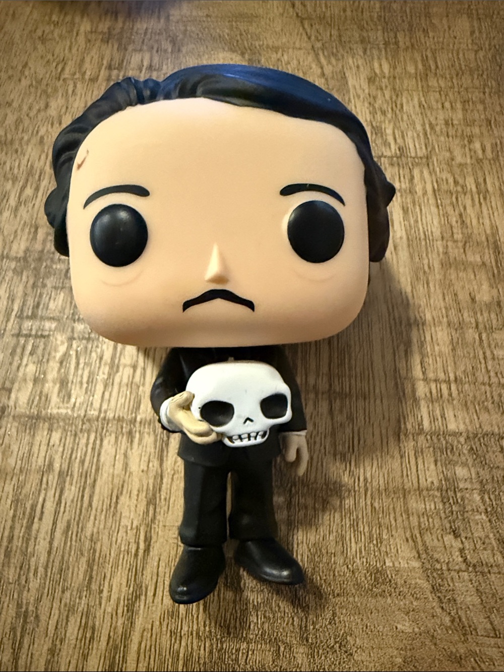 Funko Pop! Edgar Allen Poe Figure Holding Skull - Black and Cream
